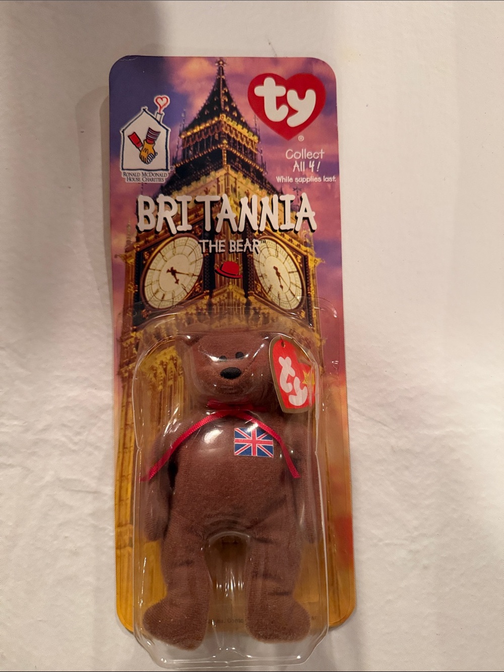 Ty Britannia The Bear Plush - Brown with Red & Blue McDonald’s collection RARE